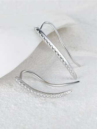 方晶鋯石裝飾銀耳釘禮品適合女士