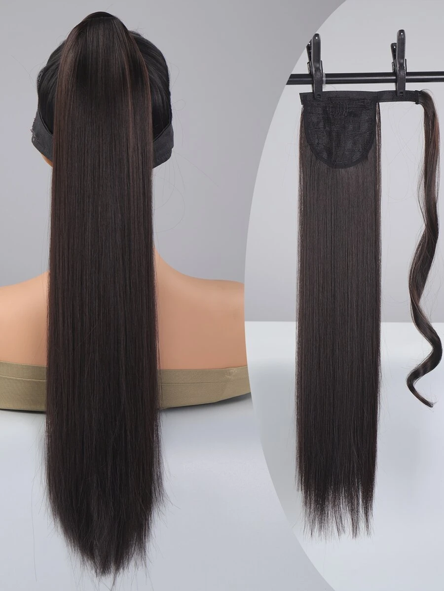 Long Straight Ponytail Synthetic Hair Extension - Black - View 1