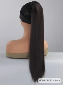 Long Straight Ponytail Synthetic Hair Extension - Black - View 2