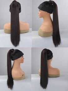 Long Straight Ponytail Synthetic Hair Extension - Black - View 3