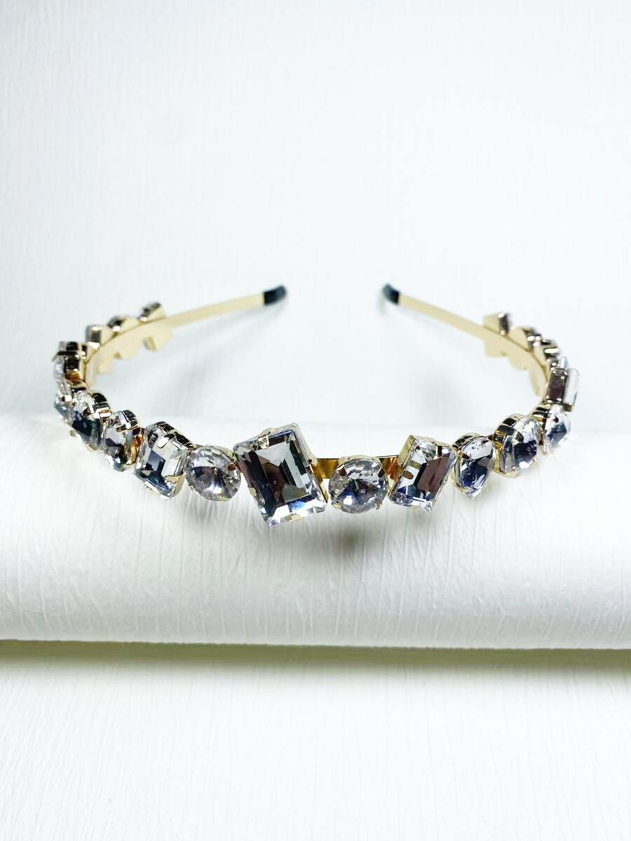 Rhinestone Decor Headband - Gold - View 1