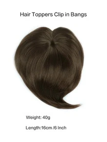 Clip In Bangs For Women Short Wigs With Bangs Black Invisible Toupee Thinning Hair Extensions Wig Hairpiece Thick Top Hair Pieces - Brown - View 3