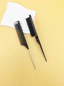 2入組鼠尾髮梳套裝，細長柄造型梳，適合所有髮型分分頭髮，美髮沙龍工具家居用品，男女髮刷套裝 - 黑色 - 查看 2