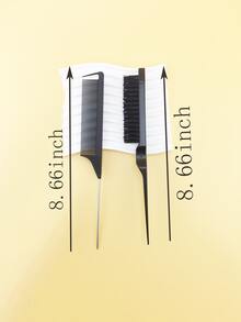 2入組鼠尾髮梳套裝，細長柄造型梳，適合所有髮型分分頭髮，美髮沙龍工具家居用品，男女髮刷套裝 - 黑色 - 查看 3