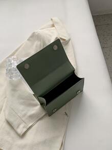 Fashionable,Minimalist,Casual,Mini Quilted Chain Strap Flap Square Bag For Girl, Teen Girls - Green - View 5