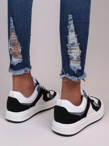 女士繫帶撞色運動戶外運動鞋