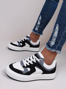 女士繫帶撞色運動戶外運動鞋