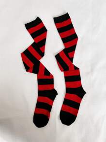 Striped Pattern Over The Knee Socks - Multicolor - View 4