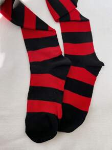 Striped Pattern Over The Knee Socks - Multicolor - View 5