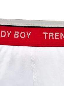 Men Letter Graphic Boxer Brief - White - View 3