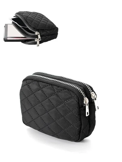 Damplånbok, Liten plånbok, Plånbok med dragkedja, Födelsedagspresent, Morspresent, Dagligt mode Casual Vadderad detalj, Student Business Casual Skolmaterial, Lärarpresent, Tillbaka till skolan, Damplånbok, Miniplånbok, Plånbok, Herrplånbok, Myntbörs, Reseplånbok