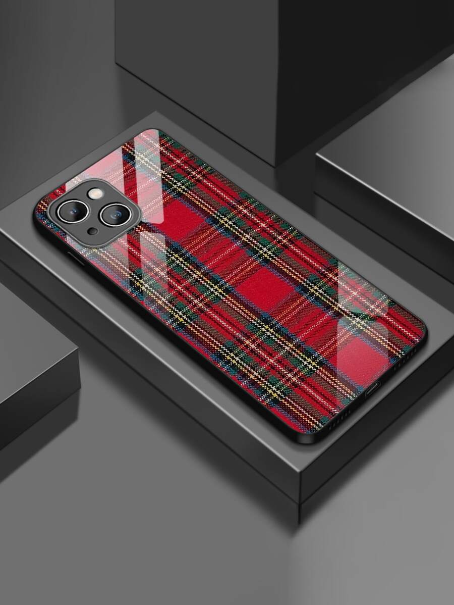 1 个红色格子高清玻璃手机壳，适用于 Iphone 16/16 Pro/16 Plus/16 Pro Max、A55/A54/A53、S24/S24 Ultra/S24 Plus/S24 FE、Pixel 9/9 Pro/9 Pro XL 等型号 - 彩色 - 查看 1