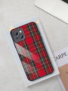 1 个红色格子高清玻璃手机壳，适用于 Iphone 16/16 Pro/16 Plus/16 Pro Max、A55/A54/A53、S24/S24 Ultra/S24 Plus/S24 FE、Pixel 9/9 Pro/9 Pro XL 等型号 - 彩色 - 查看 3