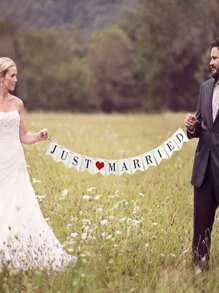 Bộ 12 lá cờ giấy kéo, cờ treo hình khẩu hiệu cho tiệc cưới, Giáng sinh - trắng - Xem 3