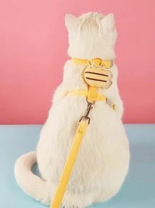 新款寵物蜜蜂型可調式防脫離背帶和牽引繩，適合中小型寵物 - 黃色 - 查看 3