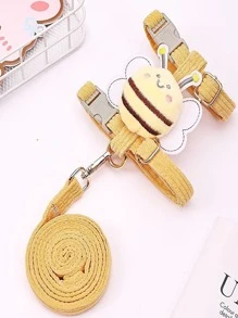 新款寵物蜜蜂型可調式防脫離背帶和牽引繩，適合中小型寵物 - 黃色 - 查看 5