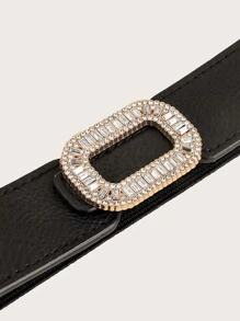 水鑽裝飾搭扣腰帶 - 黑色 - 查看 5