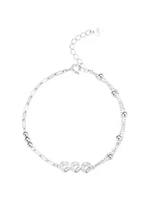 Cubic Zirconia Decor Silver Bracelet - Multicolor - View 3