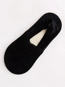花卉蕾絲船襪 - 黑色 - 查看 3