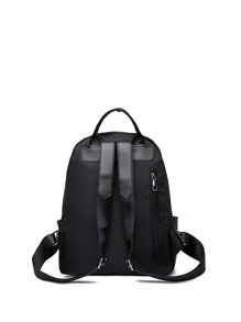 極簡經典背包書包書包適用於學校戶外輕便 - 黑色 - 查看 2