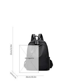 極簡經典背包書包書包適用於學校戶外輕便 - 黑色 - 查看 4