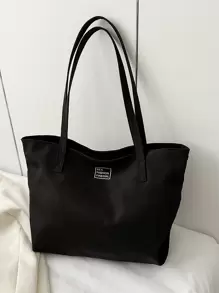 Túi mua sắm trang trí chữ thêu nhẹ, giản dị, công sở, quà tặng Ngày của Mẹ cho mẹ dành cho các bé gái tuổi teen, nữ sinh viên đại học, tân binh và nhân viên văn phòng, hoàn hảo cho văn phòng, sức chứa lớn, hoàn hảo cho sách, mua sắm, trở lại trường và nhiều hơn nữa, cặp sách văn học dành cho thanh thiếu niên, đồ dùng học tập, túi xách đi học, túi tote đi học, cặp sách đi học, cặp trở lại trường, không thấm nước, có thể gập lại, giản dị cổ điển, phù hợp cho các bé gái tuổi teen, nữ sinh viên đại học, hoàn hảo cho trở lại trường, ngày đầu tiên đi học - màu đen - Xem 2