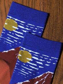 Mountain Print Crew Socks - Multicolor - View 3