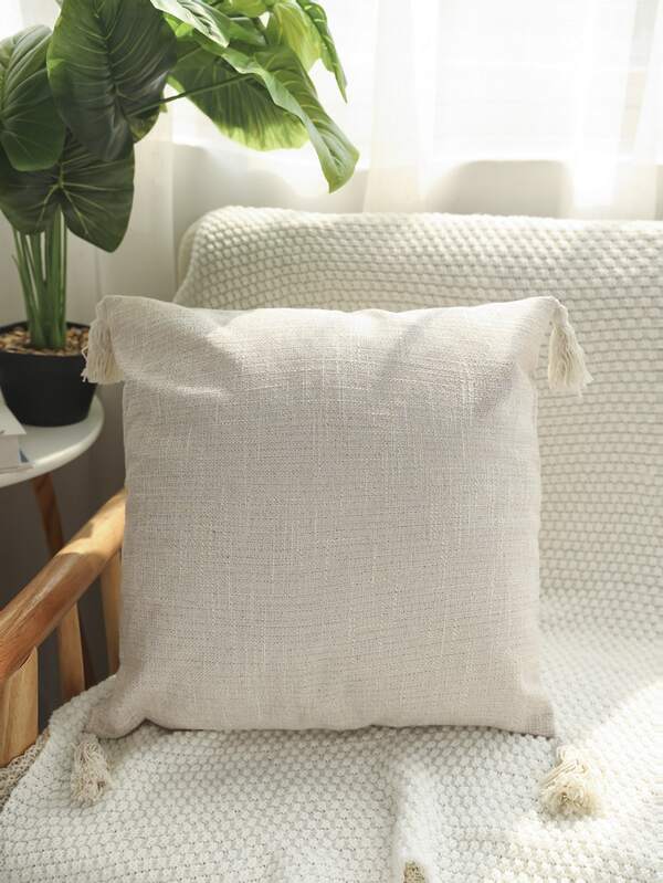 1pc Plain Cushion Cover Without Filler, Modern Linen Decorative Throw Pillow Cover For Home