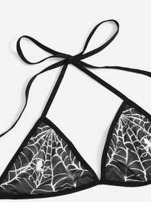 ROMWE Grunge Punk Skull Print Lingerie Set - Black - View 5