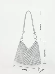 Lung linh Pha lê Nút Trang trí Túi xach tay Với dây chuyền Dây đeo Và Dây kéo Khép kín Đối với Các bữa tiệc Và Đám cưới - Bạc - Xem 6