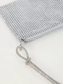 Lung linh Pha lê Nút Trang trí Túi xach tay Với dây chuyền Dây đeo Và Dây kéo Khép kín Đối với Các bữa tiệc Và Đám cưới - Bạc - Xem 7