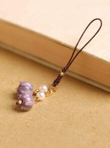 1入組花朵掛飾手機掛繩 - 彩色 - 查看 2