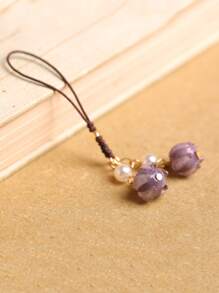 1入組花朵掛飾手機掛繩 - 彩色 - 查看 3