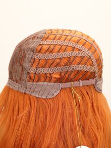 Long Curly Synthetic Wig With Bangs - Orange - View 7