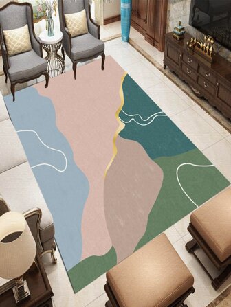 1pc Color Block Rug, Modern Polyester Floor Carpet For Home
