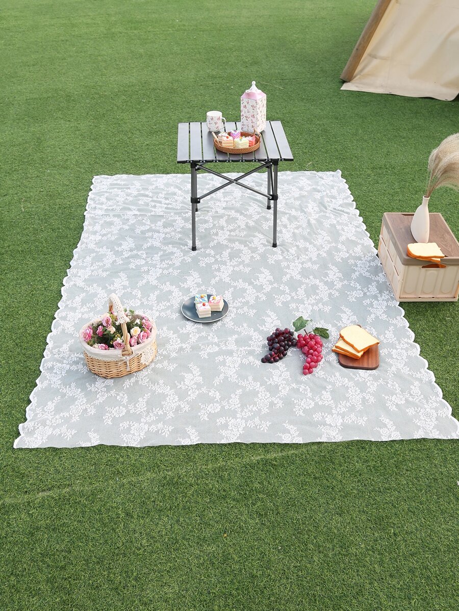 1只白色小玫瑰和蕾絲野餐墊 - 白色 - 查看 1