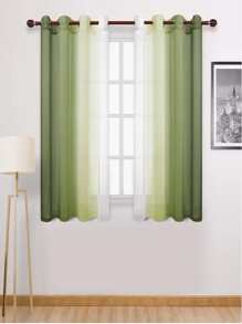 Rèm Polyester Sheer Panel, Gradient Color Light Filtering Rèm Sheer riêng tư cho phòng khách, phòng ngủ - màu xanh lá - Xem 2