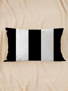 1入組條紋圖案靠墊套無填充物現代化纖裝飾靠墊套適用於床沙發四季 - 黑與白 - 查看 3