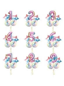 5 Cái/bộ Bóng PE, Họa Tiết Kỳ Lân Ngôi Sao & Số Thiết Kế Tiệc Lễ Kỷ Niệm Trang Trí Bóng Cho Bữa Tiệc - Nhiều màu - Xem 1