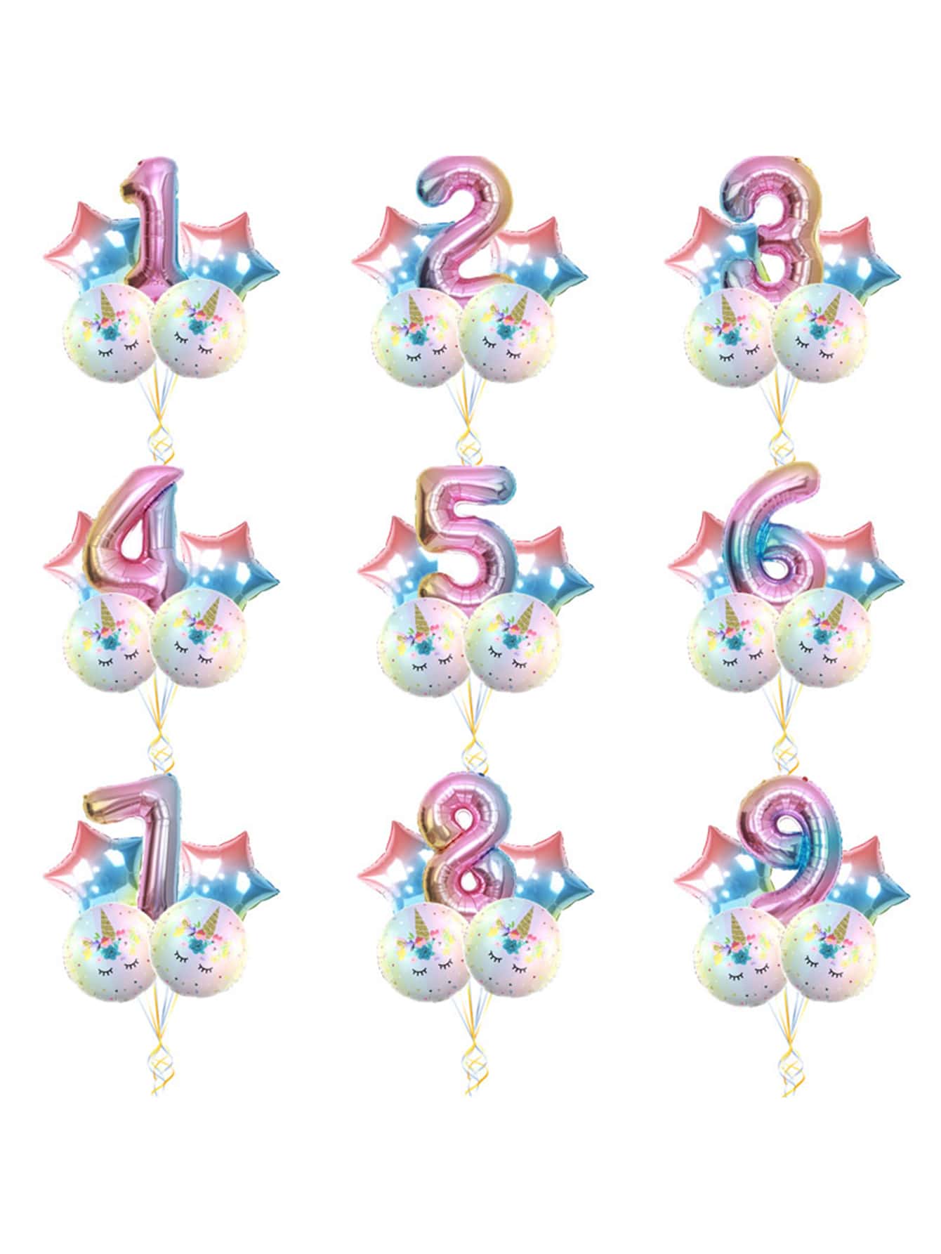 5 Cái/bộ Bóng PE, Họa Tiết Kỳ Lân Ngôi Sao & Số Thiết Kế Tiệc Lễ Kỷ Niệm Trang Trí Bóng Cho Bữa Tiệc - Nhiều màu - Xem 1