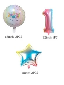 5 Cái/bộ Bóng PE, Họa Tiết Kỳ Lân Ngôi Sao & Số Thiết Kế Tiệc Lễ Kỷ Niệm Trang Trí Bóng Cho Bữa Tiệc - Nhiều màu - Xem 3