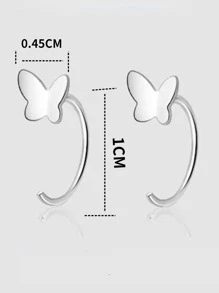 蝴蝶裝飾銀耳環 - 銀色 - 查看 6