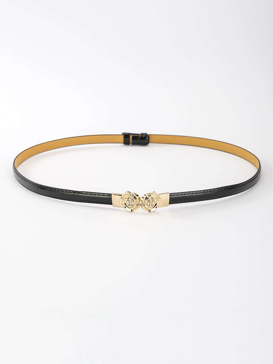 Flower Buckle Belt - Black - View 1