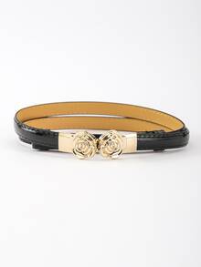 Flower Buckle Belt - Black - View 2
