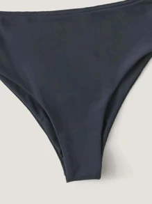 SHEIN Swim Summer Beach Bandeau High Waisted Bikini Set - Navy Blue - View 5