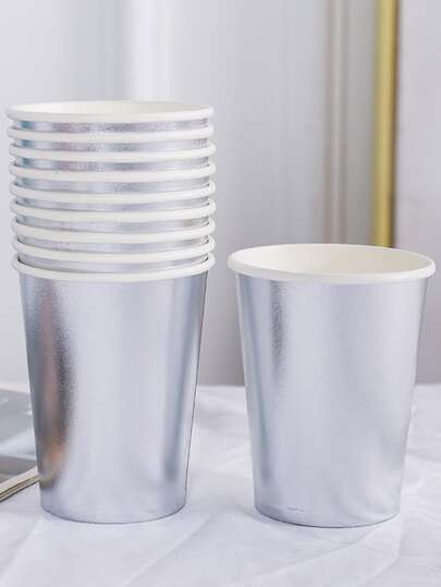 20 piezas Taza de papel desechable plata desechable simple para fiesta