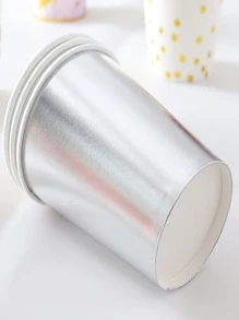 20 piezas Taza de papel desechable plata desechable simple para fiesta - Plateado - Ver 2