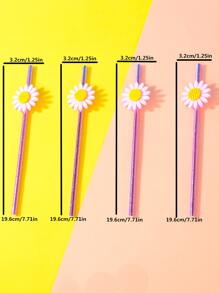 4入組/套毛氈一次性吸管可愛花朵裝飾餐桌用一次性吸管 - 彩色 - 查看 2
