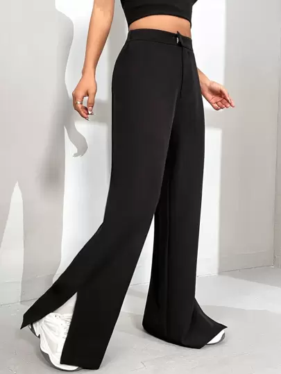 SHEIN Coolane Pantalones de traje unicolor bajo con abertura