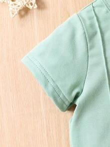 Bộ đồ Em bé màu trơn - Màu xanh Bạc hà - Xem 4